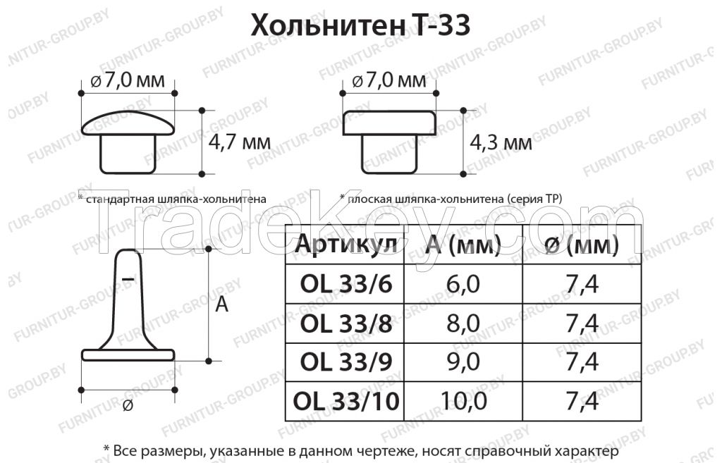 Shoe metal accessories.  Rivets.  Rivet T-33