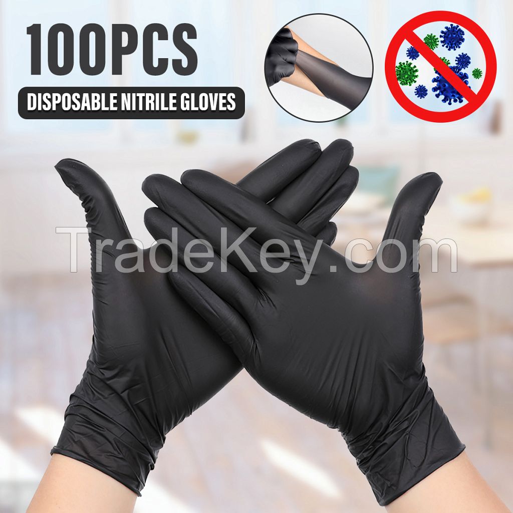 GLOVEWORKS HD Industrial Black Nitrile Gloves with Diamond Grip Box of 100, 6mil, Size Large, Latex, Powder Free, Textured, Disposable