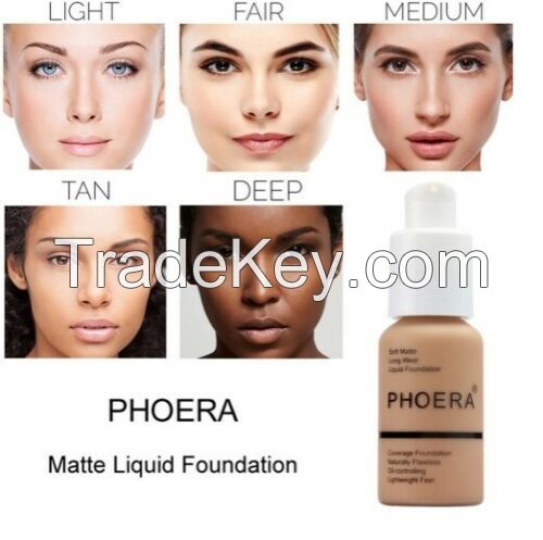 Phoera Foundation Makeup Full Coverage Liquid Base Brighten Long Lasting Shade