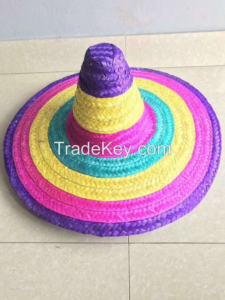 MULTICOLOR MEXICAN SOMBRERO STRAW HAT FROM VIETNAM