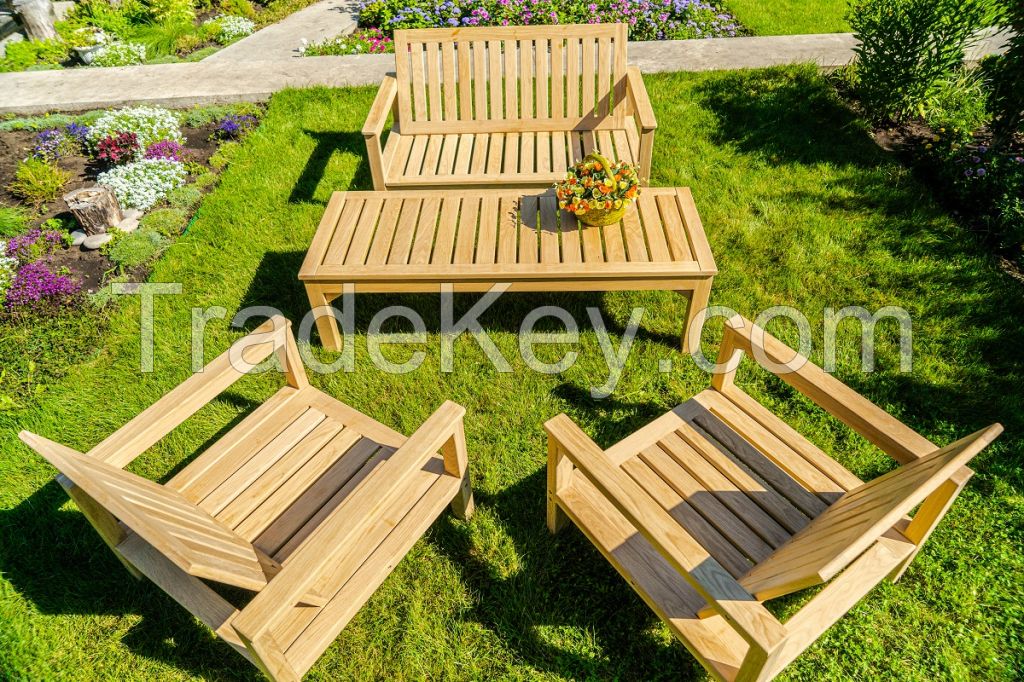 4-piece Garden Lounge Set Ash/Oak