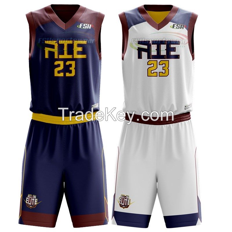 Custom made Sublimated reverse basketball uniform
