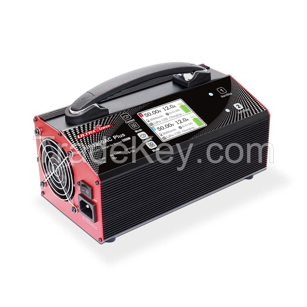 Ultra Power UP1200AC PLUS 2x600W 15A 6S 12S LiPo LiHV Battery Balance Charger For UAV Agriculture Drones