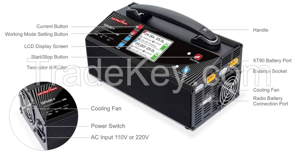 Hot Selling in India Ultra Power UP600+ 2x600W 25A 2-6S LiPo LiHV Battery Balance Charger