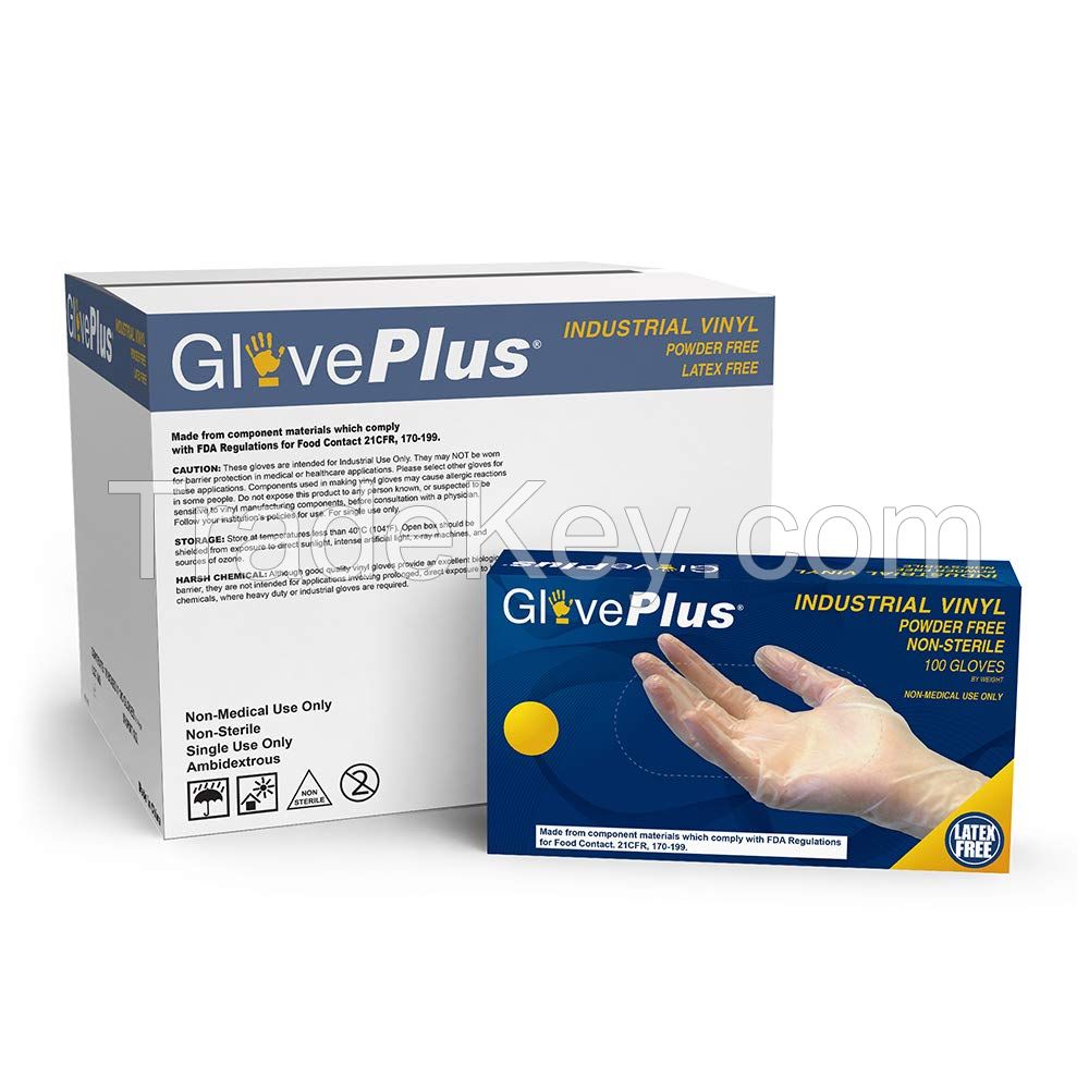 AMMEX GPX3 200 Industrial Clear Vinyl Gloves, Box of 200, 3 mil, Size Small, Latex Free, Powder Free, Food Safe, Disposable, Non-Sterile.