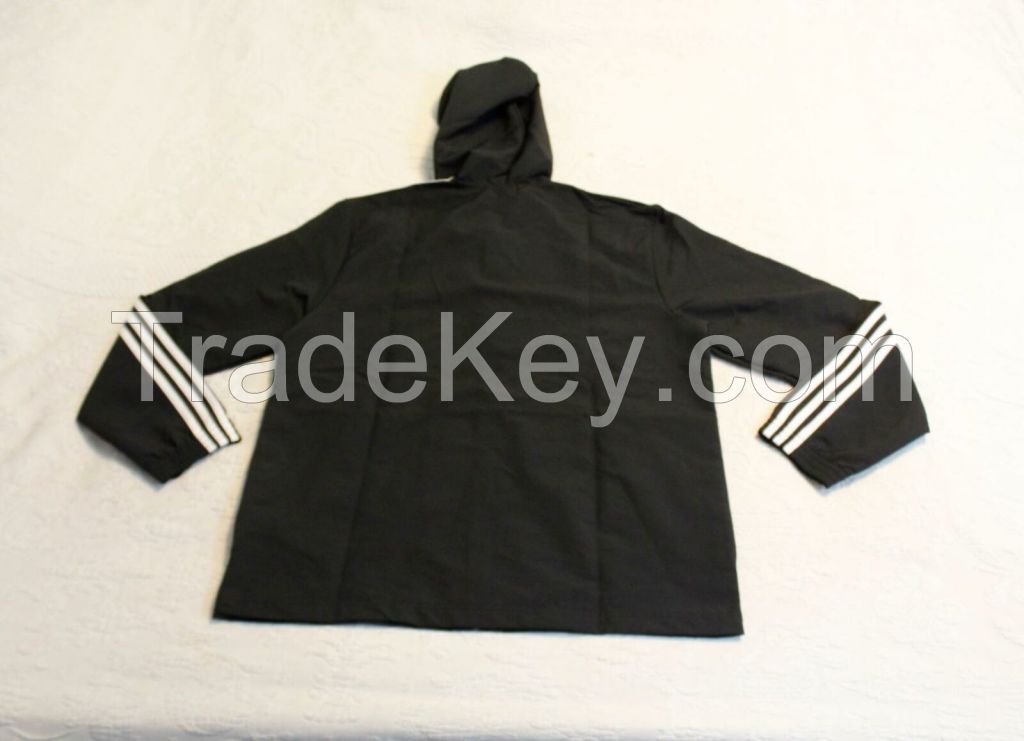 adidas Essentials 3 Stripes Woven Windbreaker Jacket for Men, Size X-Large - Black/White