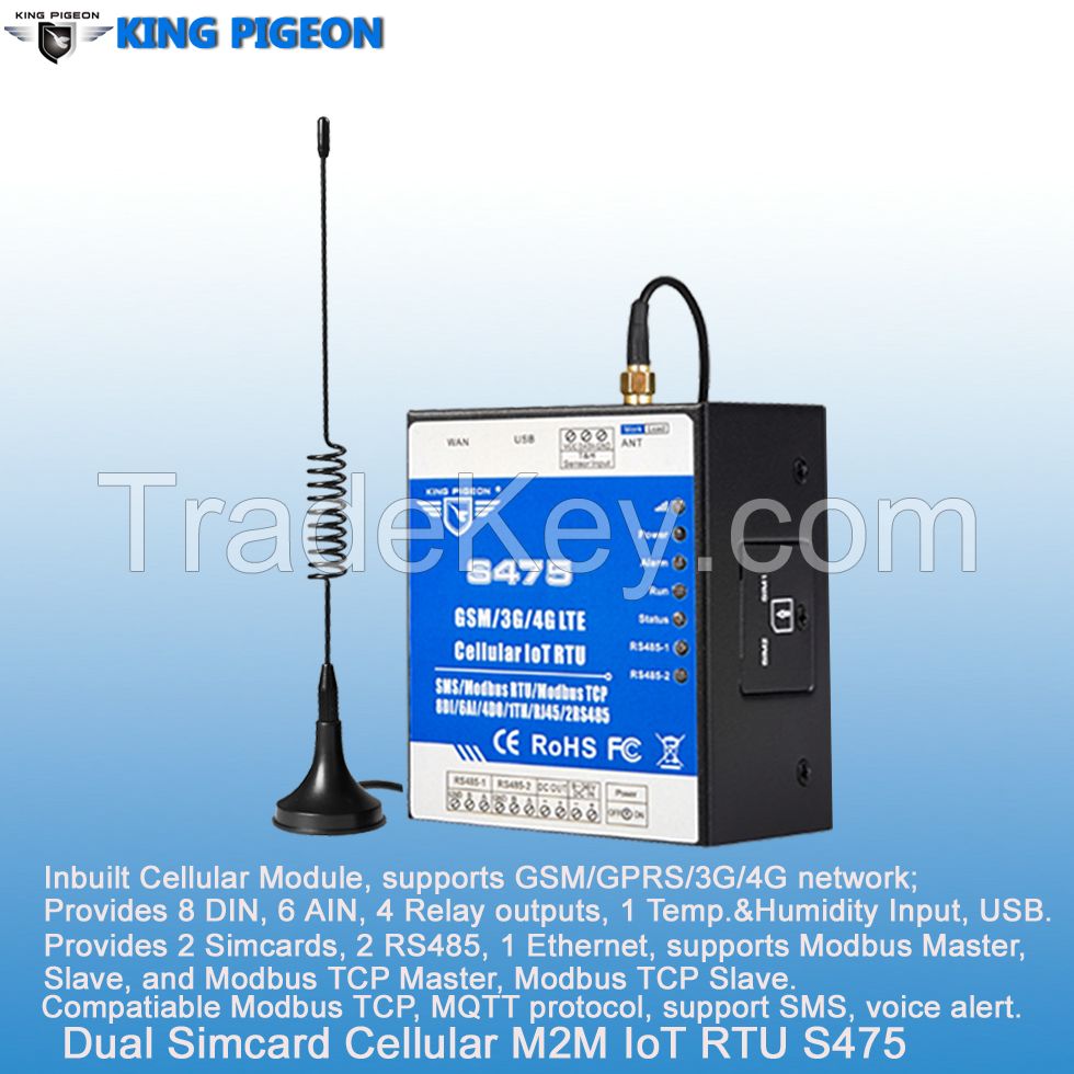 S475 GSM GPRS 3G 4G Ethernet RS485 Industrial IOT RTU Edge Gateway