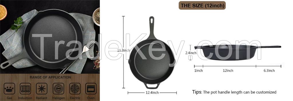 Hot sale 12 inch Cast Iron Skillet Fry Pan