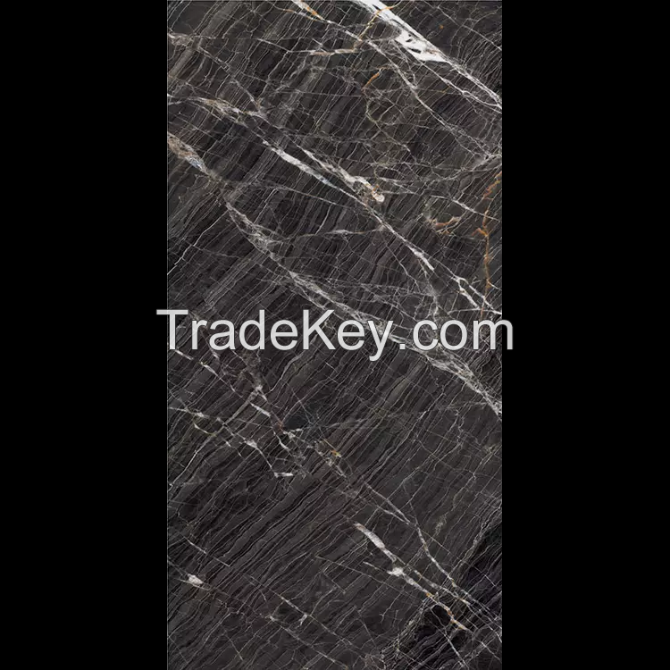 700x1500mm Super black gold porcelain tile marble looking flooring tiles in Spanish 