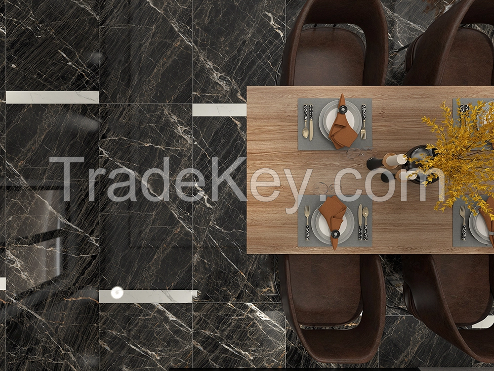 700x1500mm Super black gold porcelain tile marble looking flooring tiles in Spanish 