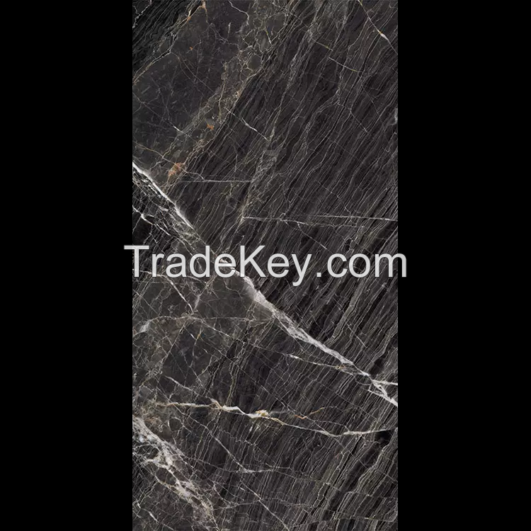 700x1500mm Super black gold porcelain tile marble looking flooring tiles in Spanish 