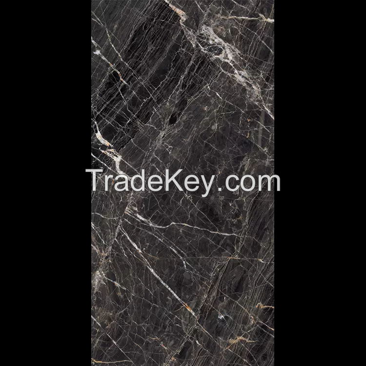 700x1500mm Super black gold porcelain tile marble looking flooring tiles in Spanish 