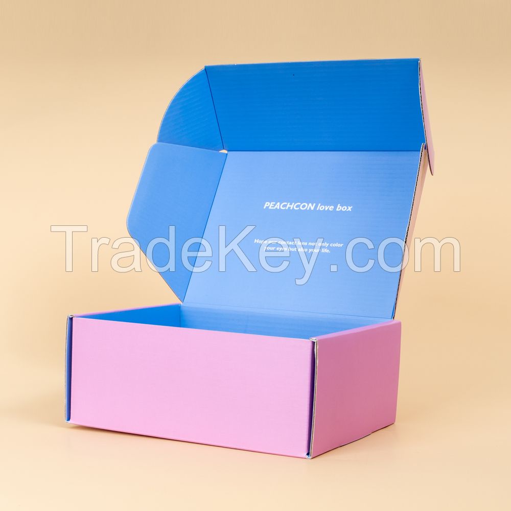 Custom pink cardboard corrugated shipping carton box with custom logo strong tuck top mailer carton box