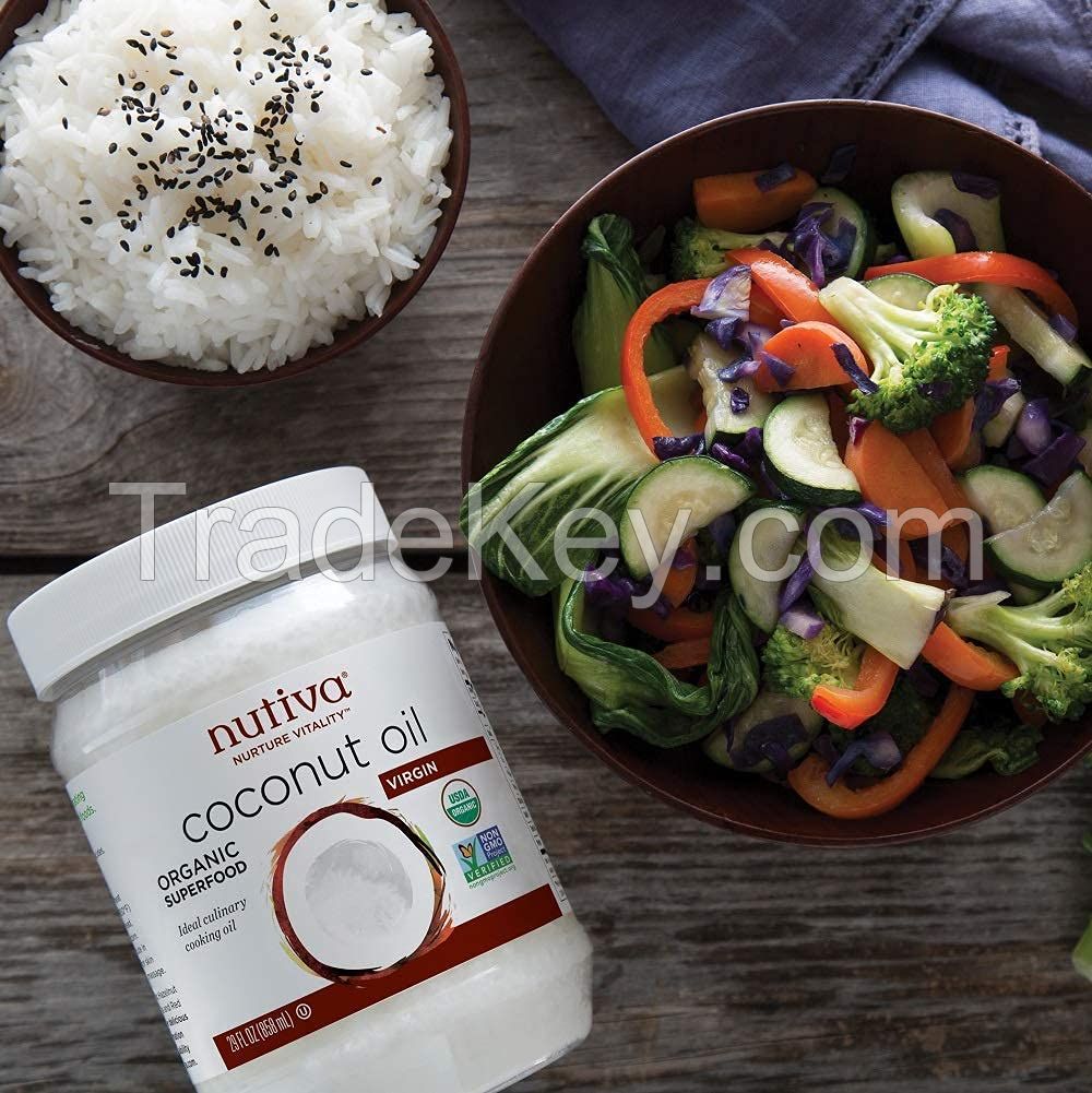 Organic Cold-Pressed Virgin Coconut! Oil  Nutivaa, 15 Fl Oz USDA Organic, Non-GMO, Fair Trade, Whole 30 Approved, Vegan, Keto, Fresh Flavor and Aroma for Cooking and Healthy Skin and Hair