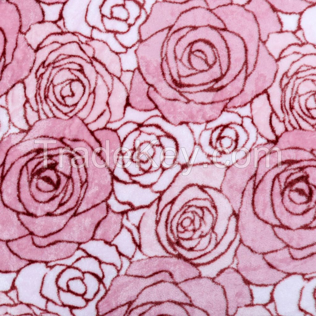 100% Recycled Frosted Fluffy  Blanket (Pink Rose Printed Design)