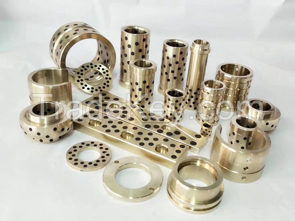 Oilless self-lubricating graphite plug solid bronze bushing/wear plate/wear strip/thrust washer