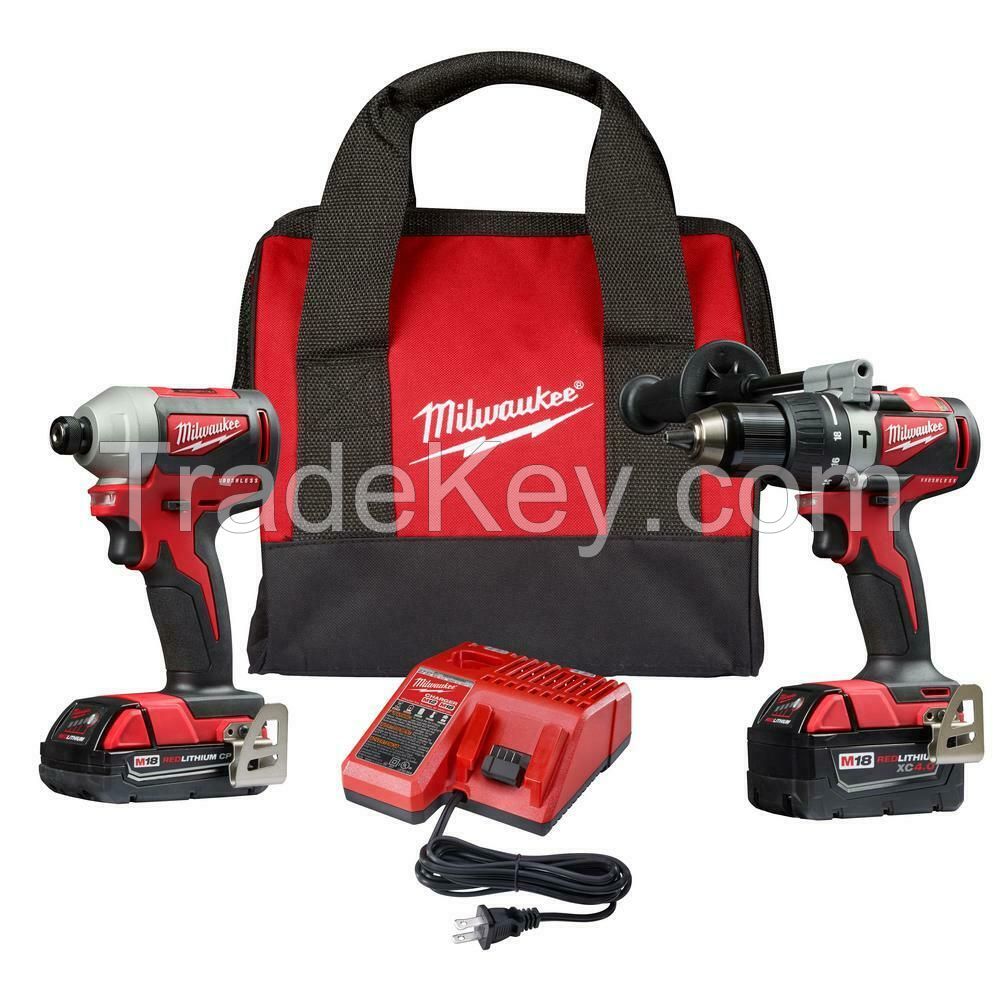 Milwaukee M18 18-Volt Lithium-Ion Brushless Cordless Hammer Drill/Impact Combo Kit with 2