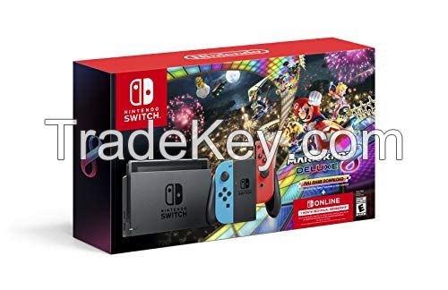 Nintendo Switch w/ Neon Blue & Neon Red Joy-Con + Mario Kart 8 Deluxe (Full Game Download) + 3 Month Nintendo Switch Online Individual Membership