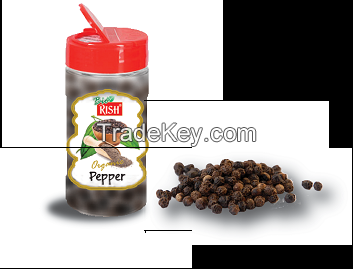 Organic Black Pepper whole of powdered - in consumer packs - PET bottles
