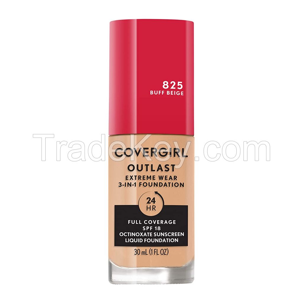 Covergirl Outlast Extreme Wear 3-in-1 Full Coverage Liquid Foundation, Spf 18 Sunscreen, Buff Beige, 1 Fl. Oz.