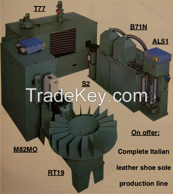 Italian shoe sole making machines - full production line 6 machines