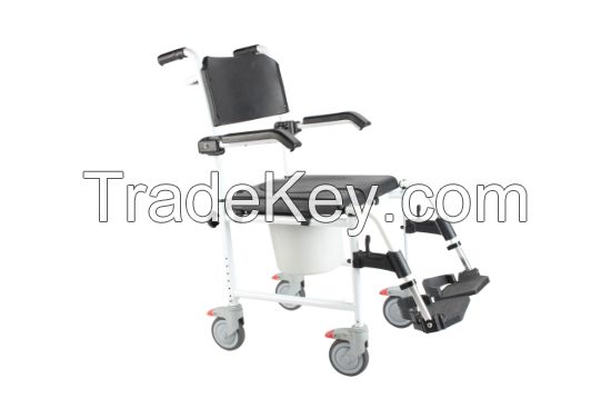 3 in 1 Commode Shower Chair, Transport Commode Wheelchair, Padded Toilet Seat Shower Wheelchair, Bedside Commode