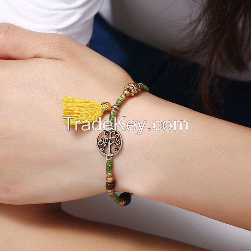 Life tree tassels handmade braiding Bracelet - MCS080