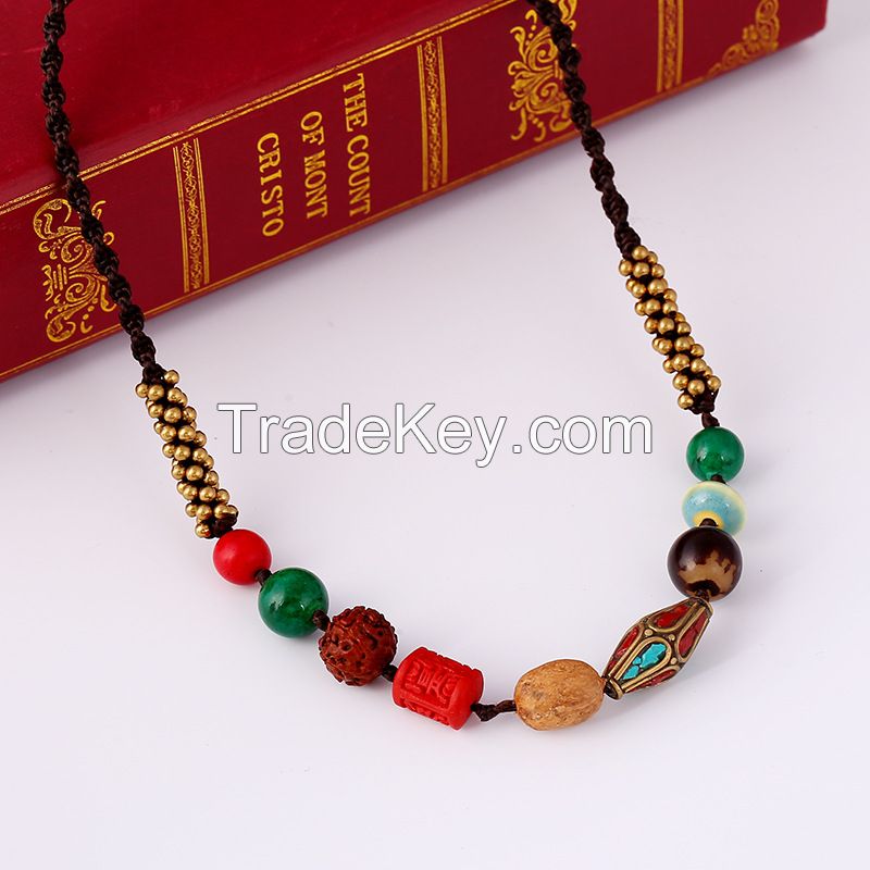 boho style Nepalese Pearl Rudraksha necklace - MCX066
