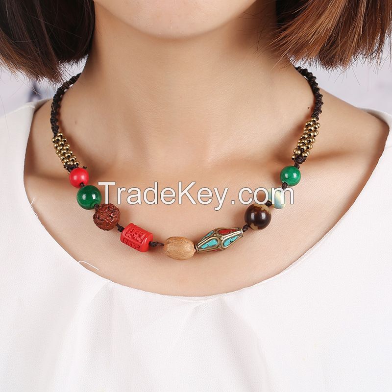 boho style Nepalese Pearl Rudraksha necklace - MCX066
