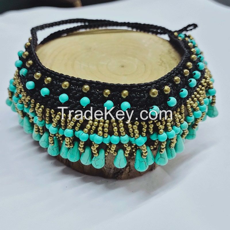 Traditional boho style turquoise choker - MCX0195