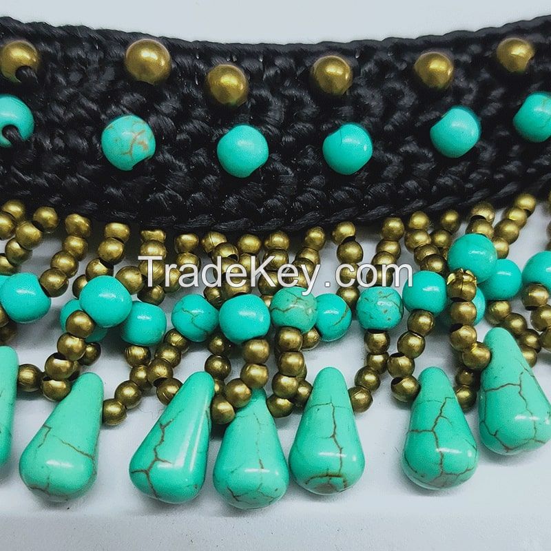 Traditional boho style turquoise choker - MCX0195