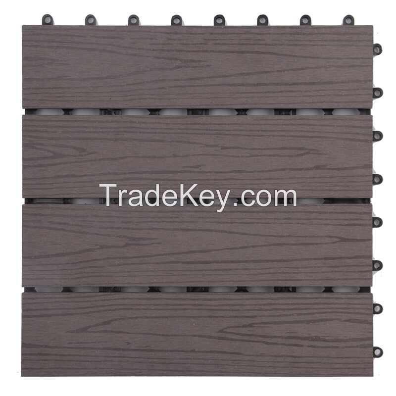 Outdoor 3D embossed flooring WPC decking tiles waterproof with natural looking