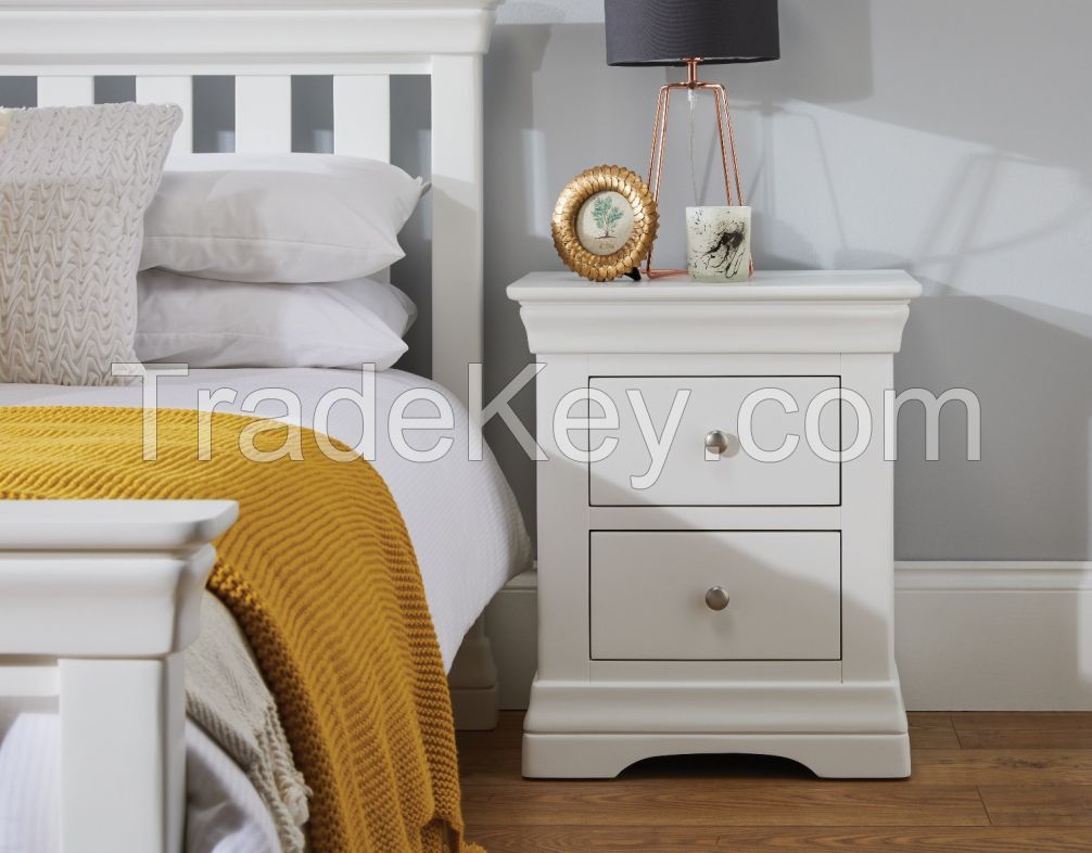 White Nightstand Bedside One/Two Drawers, New Style Storage Shelf Acacia Solid Wood