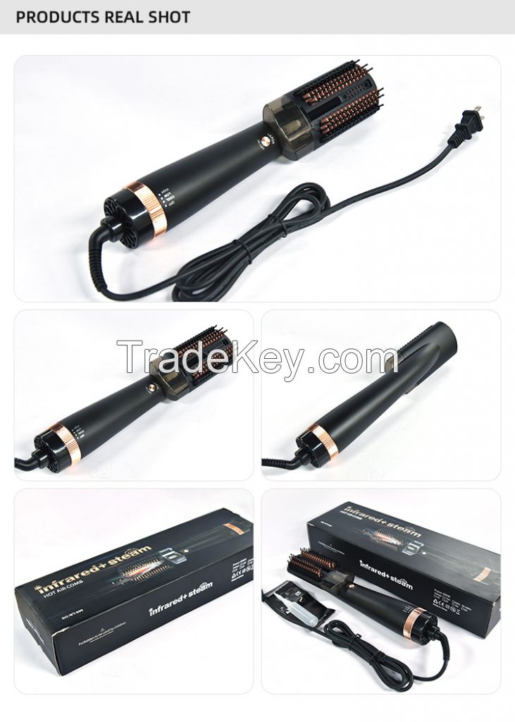 Hot Air Hair Brush Dryer Professional Hair Straightener Styler Hot Air Comb Dropshipping Customized Logo Power