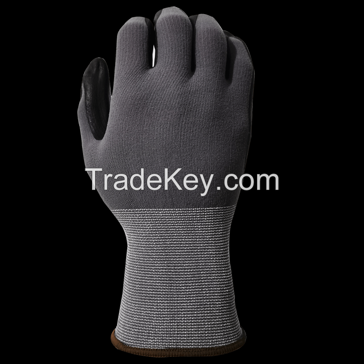 15G black foam nitrile work gloves high quality safety gloves