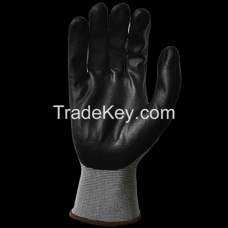 15G black foam nitrile work gloves high quality safety gloves