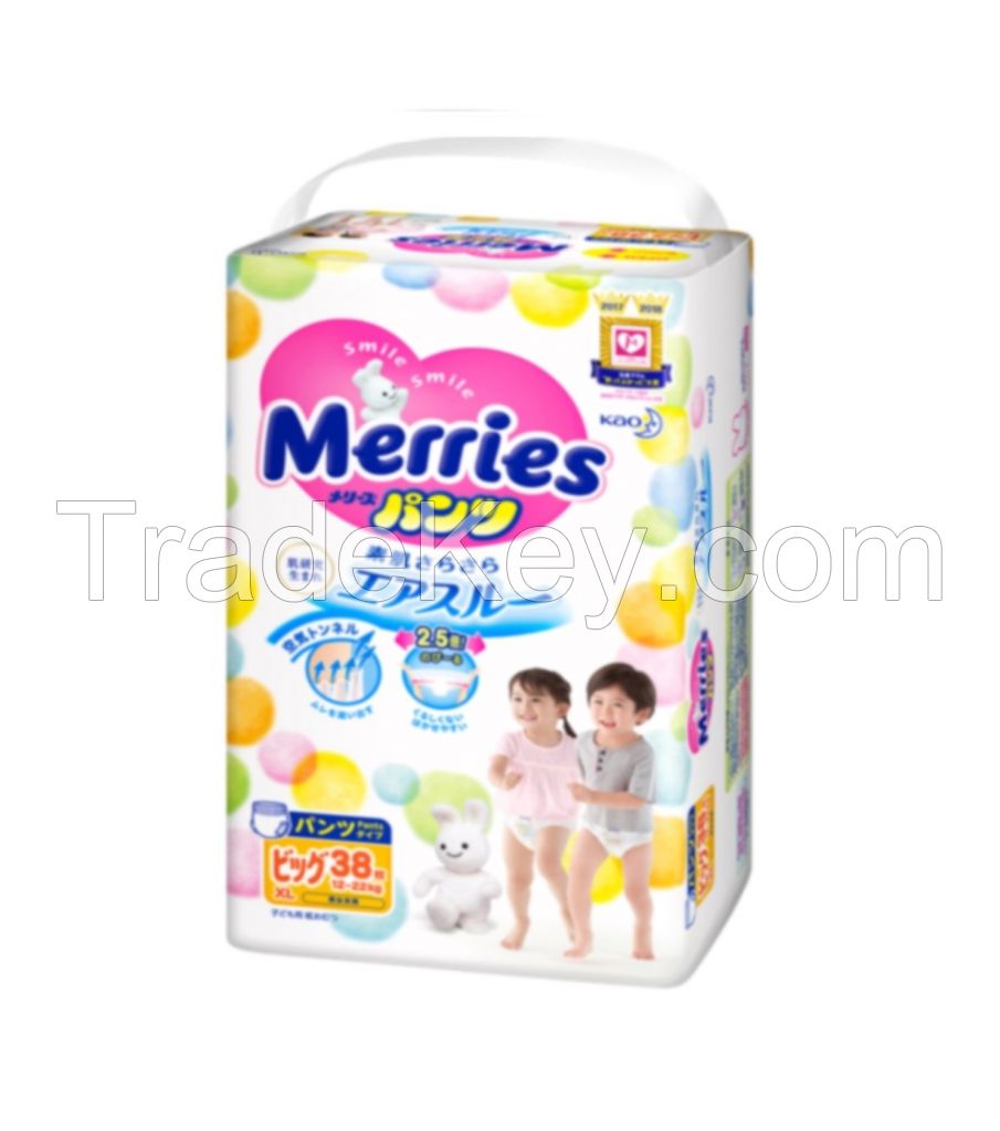 Merries Japanese good breathability disposable baby diaper pants brands 