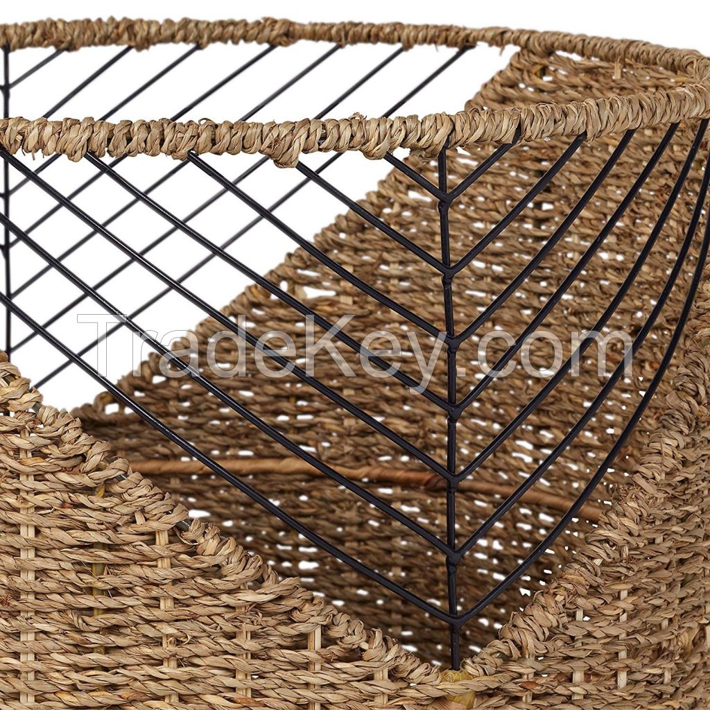 Hot Trending Vietnam Handmade Non-toxic Seagrass Storage Baskets Laundry Basket for Home Decor