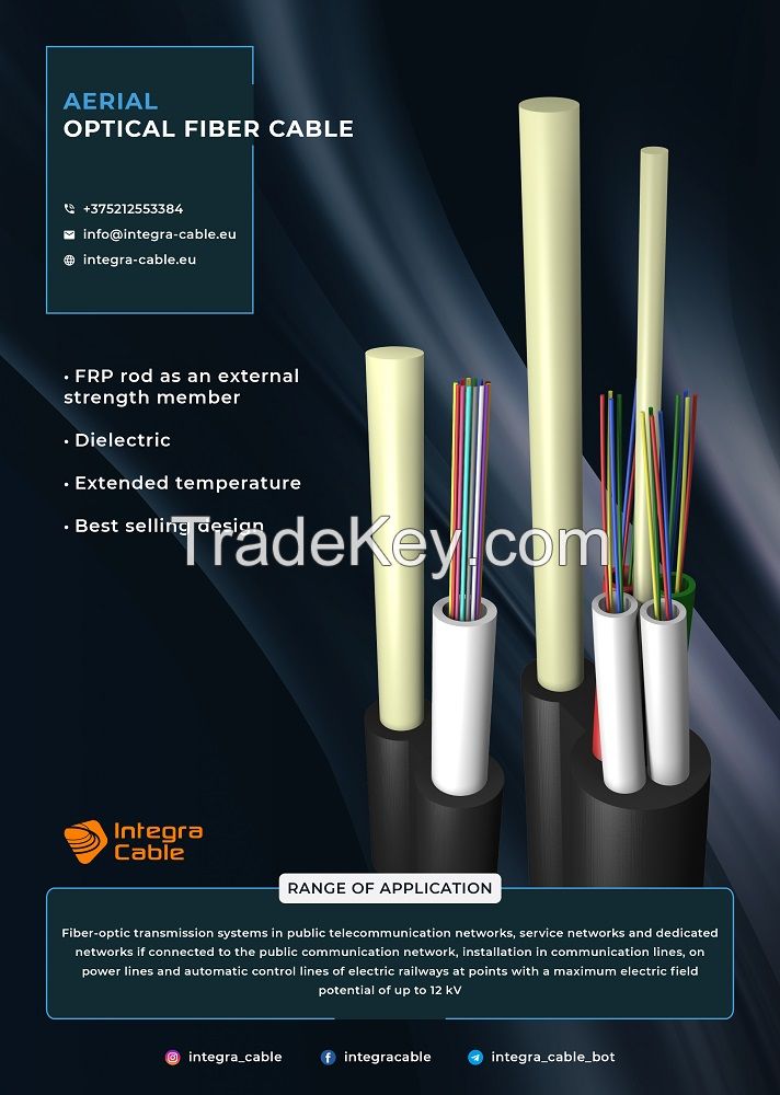 Aerial self-supporting cable, with external strength member (FRP rod)