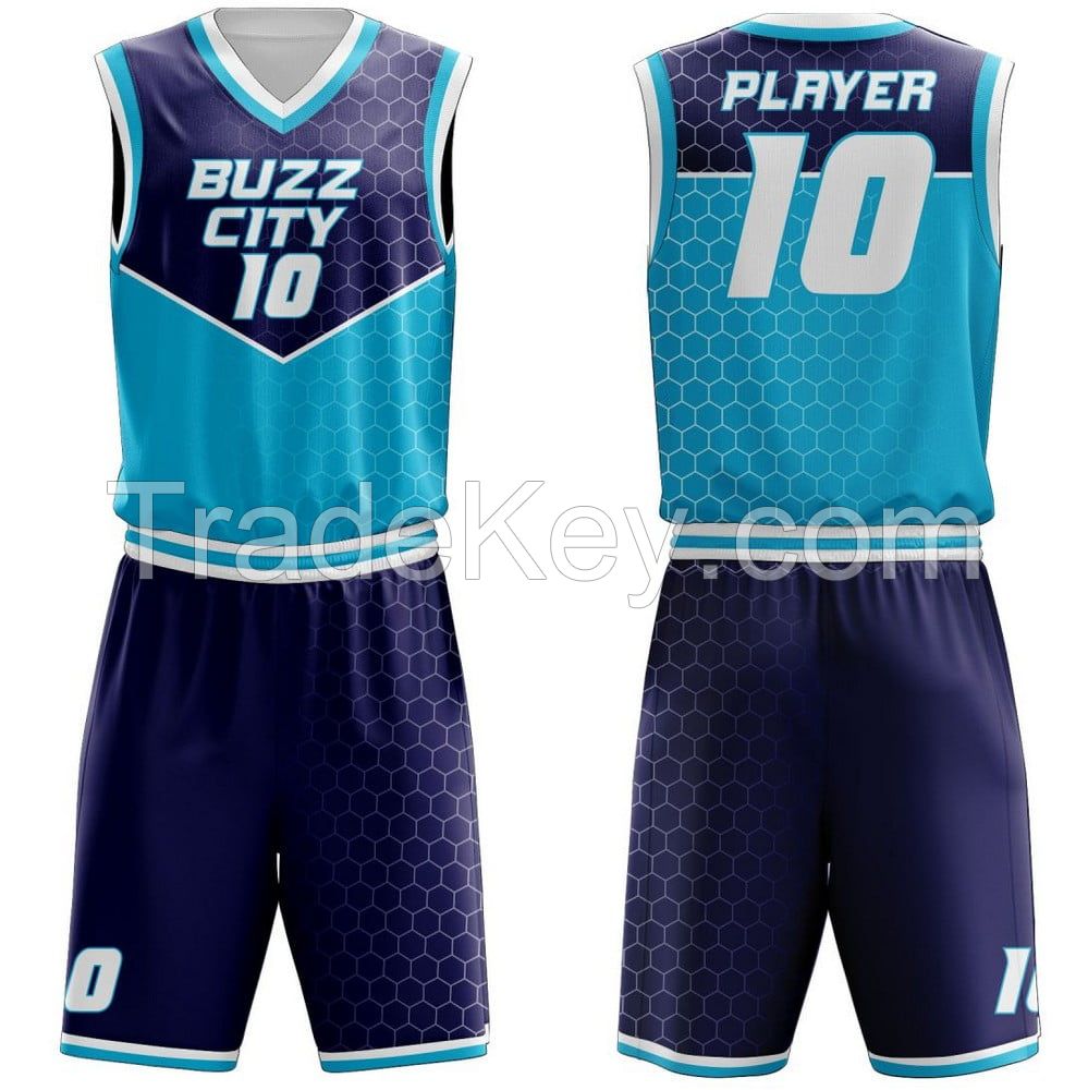 Customized basketball uniforms with player's names and numbers