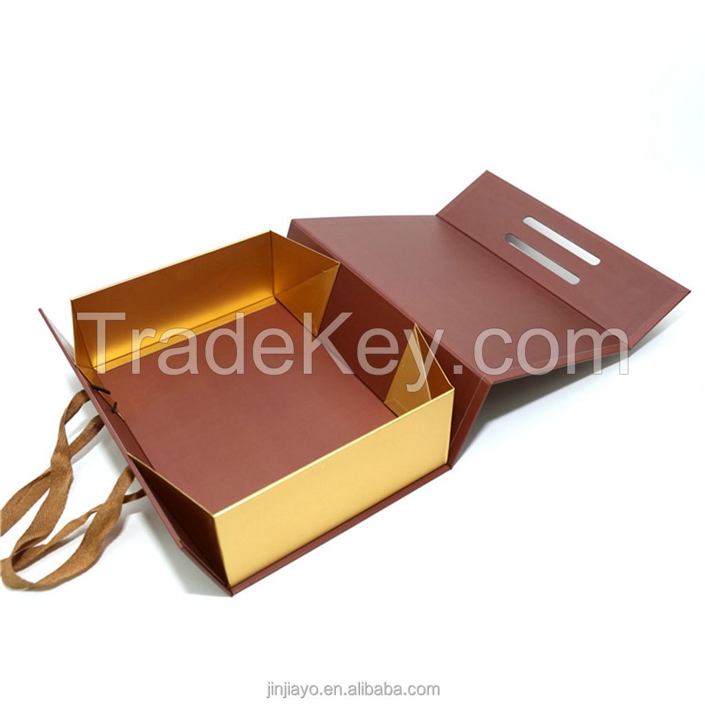 Folded Rigid Box for Jewelry with Ribbon Bow Shipping Mailer Clothing Shoes Luxury Packaging Custom Logo Eco Friendly