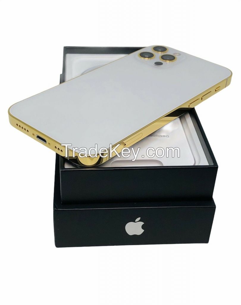 CUSTOM 24K Gold Plated Apple iPhone 12 Pro - 256 GB - Silver - Unlocked CDMA GSM