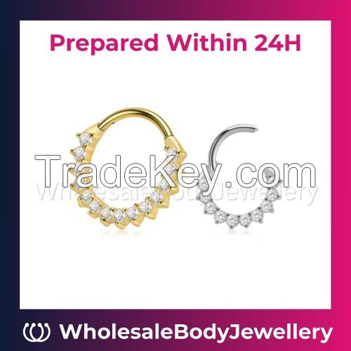 Wholesale Hinged Segment Ring with Pave Set CZ Stone