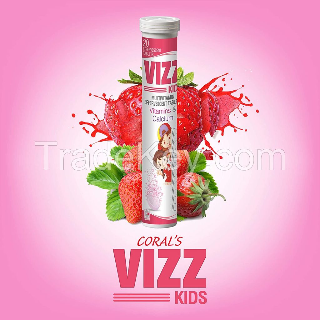 Corals Multivitamin & Calcium for Children VIZZ KIDS Pack of 2-40 Effervescent Tablets