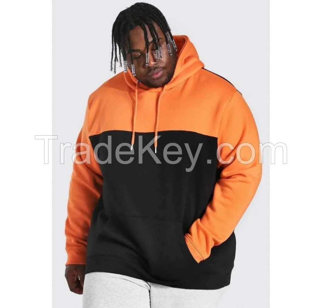 Orange/Black Men's Panel Design Hoodies