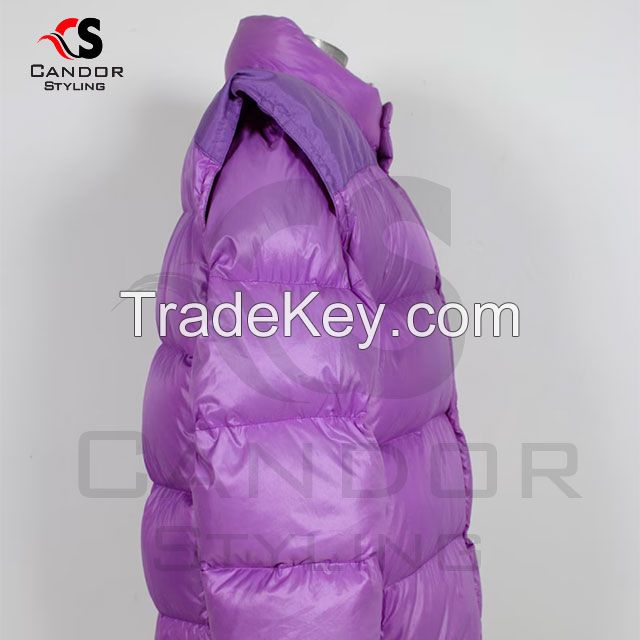 Banded Purple Puffer Jacket 