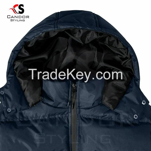 Hooded Navy Blue Puffer Jacket 