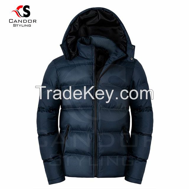 Hooded Navy Blue Puffer Jacket 