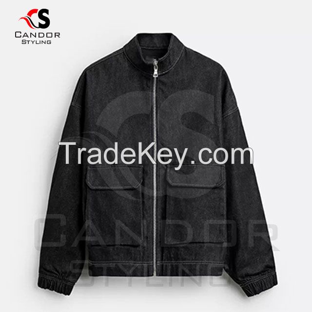 Black Zipper Customizable Denim Jackets for Men & Women