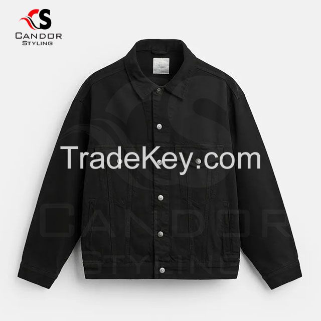 Black Plain Light Weight Denim Jackets for Men & Women